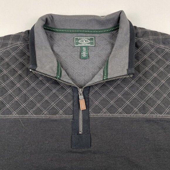 GH Bass 1/4 Zip Pullover Sweater Men’s 2XL Quilt Yoke Fleece Lined Black - Picture 9 of 10